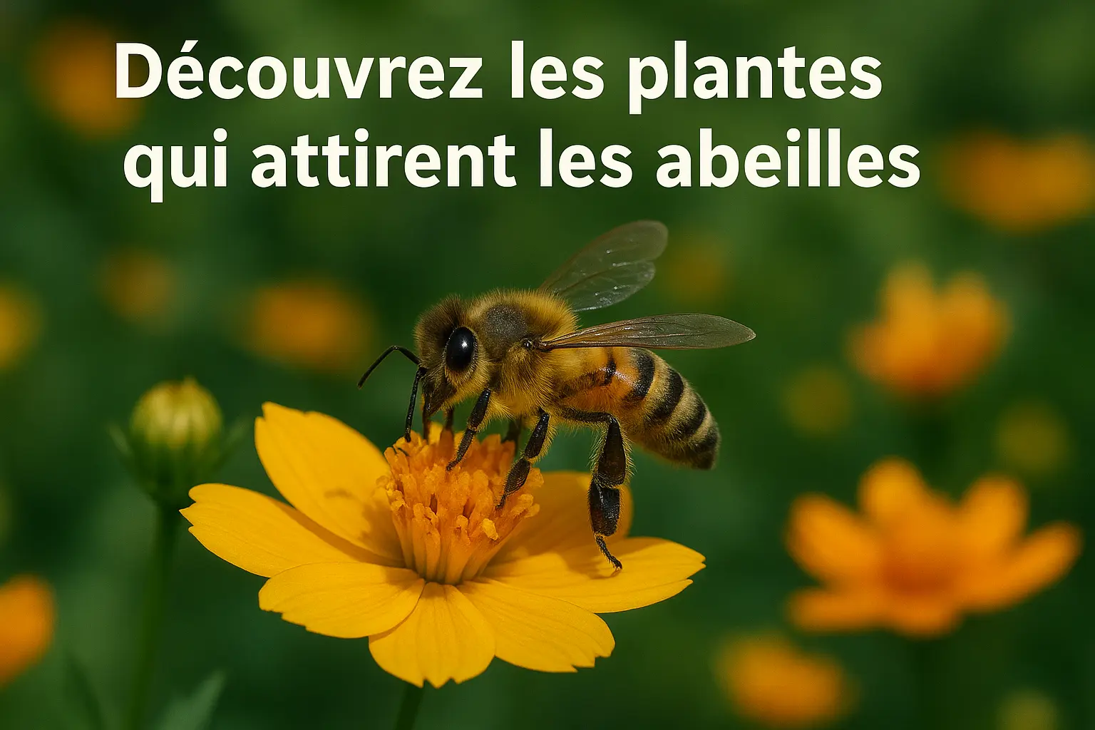 Une abeille qui butine une fleur.