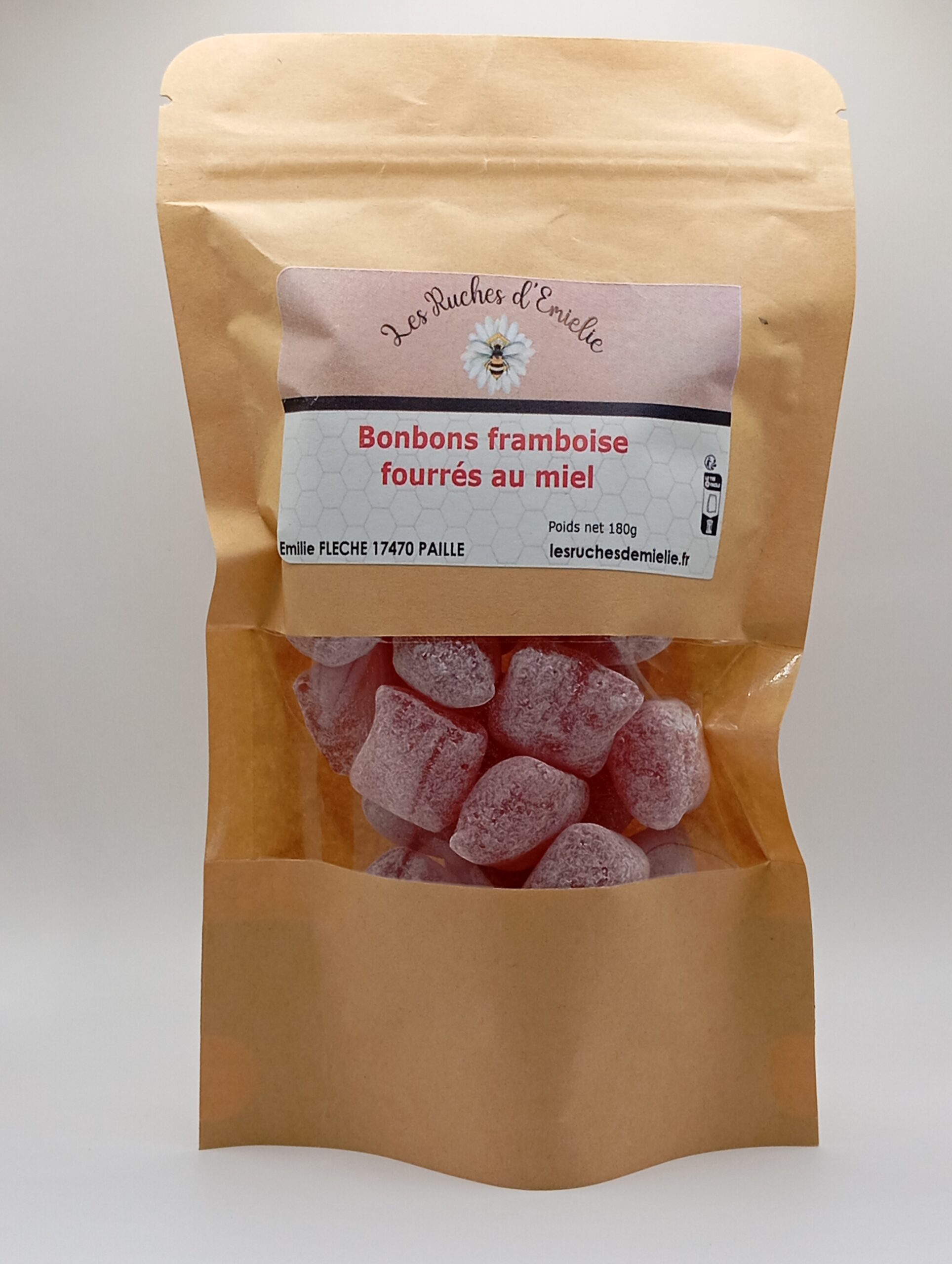 Bonbons framboise fourrés au miel